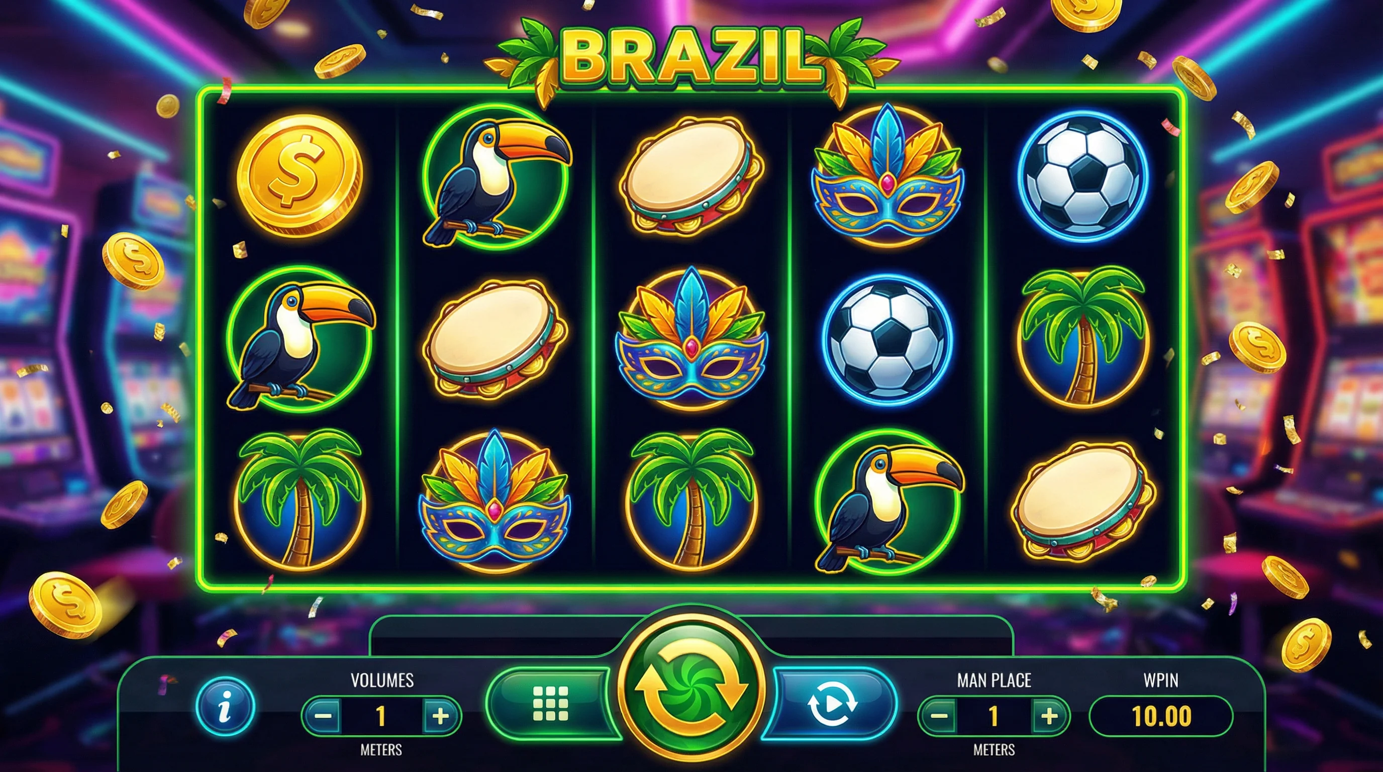 Caça-níqueis brasileiro com tema tropical no soccerbet